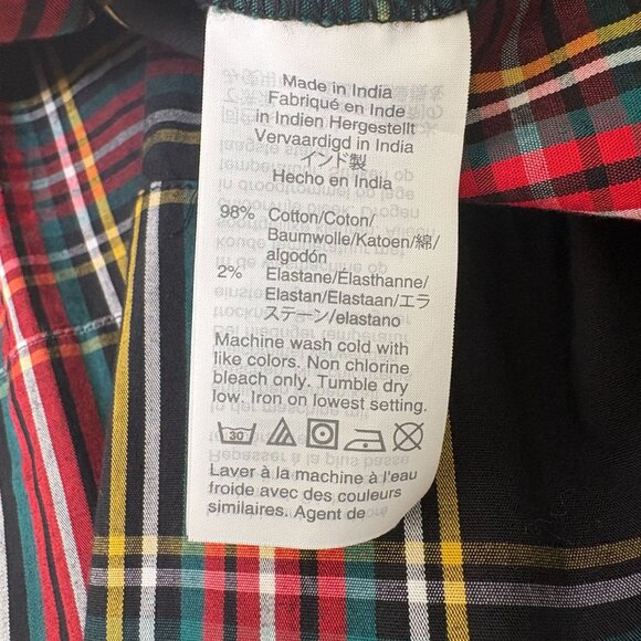 J Crew V Neck Midi Wrap Dress Size 8 Black Red Tartan Plaid Sleeveless AG880 - Picture 6 of 13